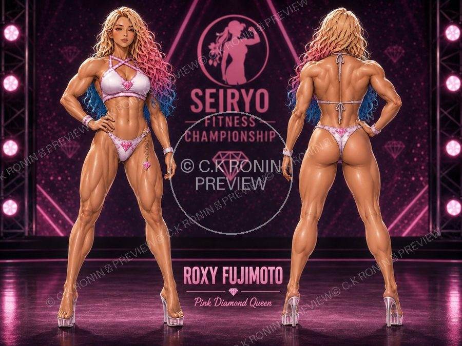 Roxy Fujimoto championship front and back character poster